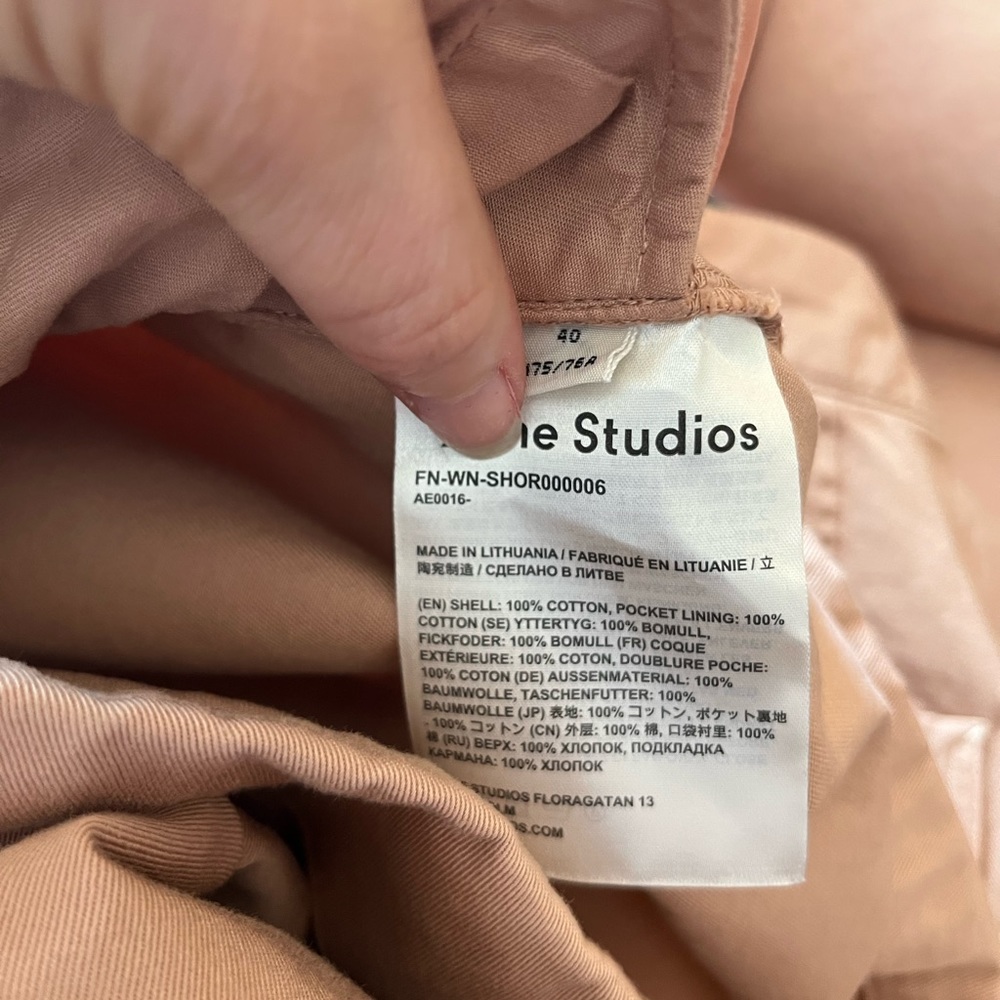 Brand new with tags Acne Studios shorts, blush pink. Size 40 = large. - Picture 7 of 14